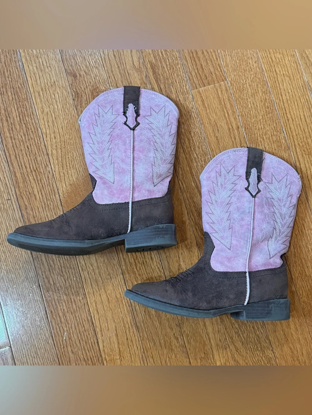 Roper Girls 13 Kids Pink Brown Square Toe Western Cowboy Cowgirl Boots Rodeo
